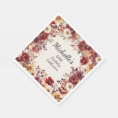 Burgundy Cream Watercolor Floral 60. Geburtstag Serviette (Ecke)