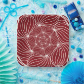 Burgundy Creme abstraktes Blumenblättrig botanisch Pappteller (Party)