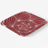 Burgundy Creme abstraktes Blumenblättrig botanisch Pappteller (Gewinkelt)