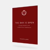 Burgundy Crest Wedding Custom Initials Acrylschild (Winkel)