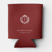 Burgundy Crest Wedding Custom Initials Dosenkühler (Vorderseite)