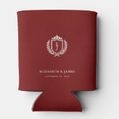 Burgundy Crest Wedding Custom Initials Dosenkühler (Rückseite)