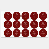 Burgundy Crest Wedding Custom Initials Etiketten (Blatt)