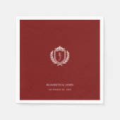 Burgundy Crest Wedding Custom Initials Serviette (Vorderseite)