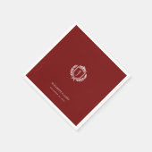 Burgundy Crest Wedding Custom Initials Serviette (Ecke)