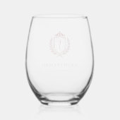 Burgundy Crest Wedding Welcome, Custom Initials Weinglas Ohne Stiel (Vorderseite)