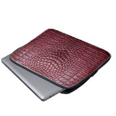 Burgundy Crocodile Alligator Imitate Leather Print Laptopschutzhülle (Vorne Knopf)