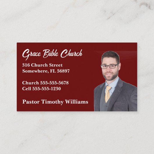Burgundy Cross Pastor oder Deacon Church Visitenkarte (Rückseite)