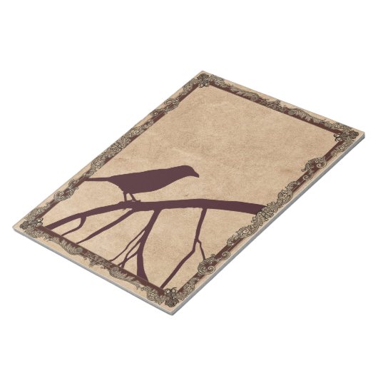 Burgundy Crow - Extravaganter Rahmen auf antikem H Notizblock (angewinkelt)