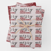 Burgundy cursive Christmas text name year snowflak Geschenkpapier Set (Beispiel)