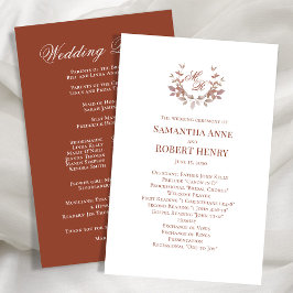 Burgundy Custom Monogram Wedding Program