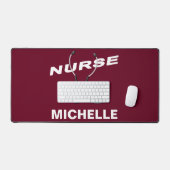 Burgundy Custom Nurse Name Schreibtischunterlage (Tastatur & Maus)