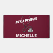 Burgundy Custom Nurse Name Schreibtischunterlage (Vorderseite)