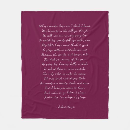 Burgundy Custom Poem Song Lyric Quote  Fleecedecke (Vorderseite)