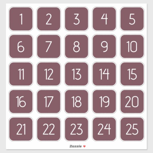 Burgundy Customizable Square Number Stickers  Aufkleber (Blatt)