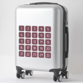 Burgundy Customizable Square Number Stickers  Aufkleber (Koffer)