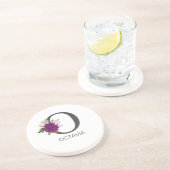 Burgundy Dahlia Floral Alphabet Letter Monogram Getränkeuntersetzer (Seite)