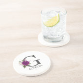 Burgundy Dahlia Floral Alphabet Letter Monogram   Getränkeuntersetzer (Seite)