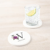 Burgundy Dahlia Floral Alphabet Letter Monogram   Getränkeuntersetzer (Seite)