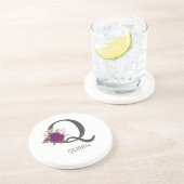 Burgundy Dahlia Floral Alphabet Letter Monogram Getränkeuntersetzer (Seite)