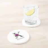 Burgundy Dahlia Floral Alphabet Letter Monogram   Getränkeuntersetzer (Seite)