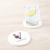 Burgundy Dahlia Floral Alphabet Letter Monogram   Getränkeuntersetzer (Seite)