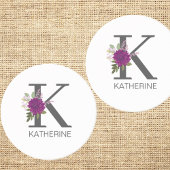Burgundy Dahlia Floral Alphabet Letter Monogram   Getränkeuntersetzer