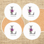 Burgundy Dahlia Floral Alphabet Letter Monogram Getränkeuntersetzer