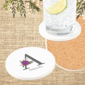 Burgundy Dahlia Floral Alphabet Letter Monogram  Getränkeuntersetzer