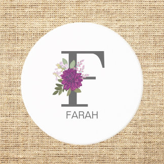 Burgundy Dahlia Floral Alphabet Letter Monogram   Getränkeuntersetzer