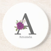 Burgundy Dahlia Floral Alphabet Letter Monogram  Getränkeuntersetzer (Vorne)