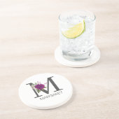 Burgundy Dahlia Floral Alphabet Letter Monogram Getränkeuntersetzer (Seite)