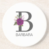 Burgundy Dahlia Floral Alphabet Letter Monogram   Getränkeuntersetzer (Vorne)