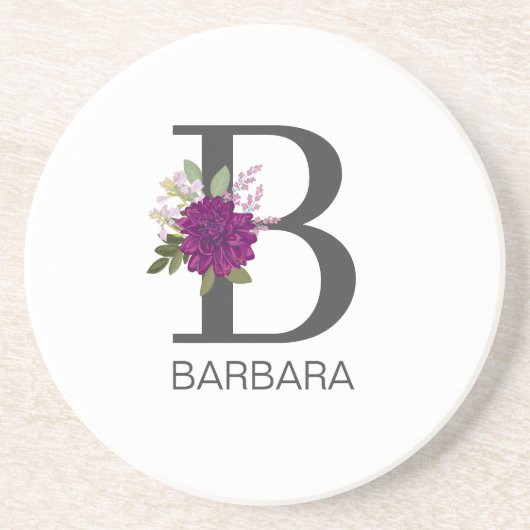 Burgundy Dahlia Floral Alphabet Letter Monogram   Getränkeuntersetzer (Vorne)