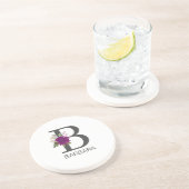 Burgundy Dahlia Floral Alphabet Letter Monogram   Getränkeuntersetzer (Seite)