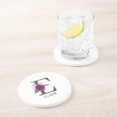 Burgundy Dahlia Floral Alphabet Letter Monogram   Getränkeuntersetzer (Seite)