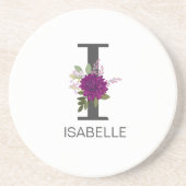 Burgundy Dahlia Floral Alphabet Letter Monogram   Getränkeuntersetzer (Vorne)