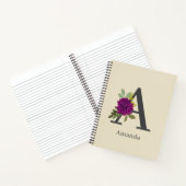 Burgundy Dahlia Floral Alphabet Letter Monogram  Notizblock (Innenseite)