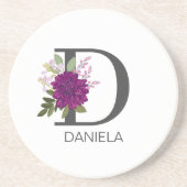 Burgundy Dahlia Floral Alphabet Letter Monogram  O Getränkeuntersetzer (Vorne)