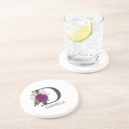 Burgundy Dahlia Floral Alphabet Letter Monogram  O Getränkeuntersetzer