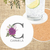 Burgundy Dahlia Floral Alphabet Letter Monogram  O Getränkeuntersetzer