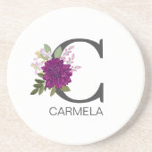 Burgundy Dahlia Floral Alphabet Letter Monogram  O Getränkeuntersetzer (Vorne)