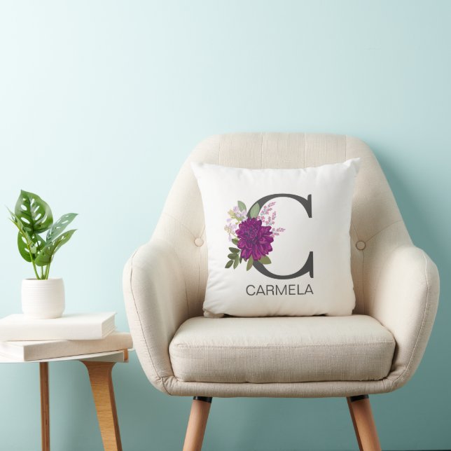 Burgundy Dahlia Floral Alphabet Letter Monogram  O Kissen (Stuhl )