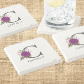 Burgundy Dahlia Floral Alphabet Letter Monogram  O Steinuntersetzer