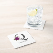 Burgundy Dahlia Floral Alphabet Letter Monogram Untersetzer (Vor Ort)