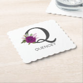 Burgundy Dahlia Floral Alphabet Letter Monogram Untersetzer (angewinkelt)