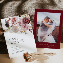 Burgundy Dahlia Wedding speichern das Datum der Ei Einladung