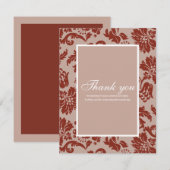 Burgundy Damask Muster danke Karte (Vorne/Hinten)