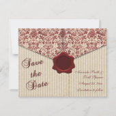 Burgundy Damask Save the Date (Vorderseite)