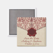 Burgundy Damask Speichern Sie das Date Magnet (Vorderseite/Rückseite)